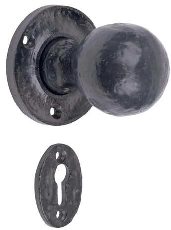 Designer Levers - Shropshire Round Door Knob - Antique Brass - 1 Pair - Fixings Included - 50mm Diameter - Interior/Exterior Use