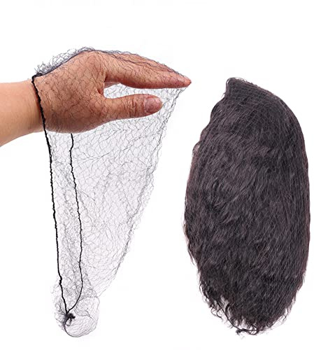 Ecojunmi Invisible Hair Nets for Long Hair, 100 Pcs 24 inch Black Elastic Mesh Women Hairnets Wig Cap for Wigs Frontal Closure Hair Bun Sleeping Food Service (24 inches)