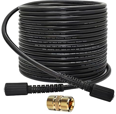 DANCINGBOAR Manguera de Lavado de Alta Presión 15M, 50FT 3600PSI Manguera de Extensión Repuesto de Lavado a Presión Hembra M22 con Conector de Macho M22 14mm Compatible con Karcher Estándar M22-14