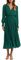 PRETTYGARDEN Damen Wickelkleid mit V-Ausschnitt für Hochzeitsgäste, lässig, plissiert, langärmelig, Midi-Kleid, Rüschen, gesmokt, langes Kleid, Dunkelgrün, Groß