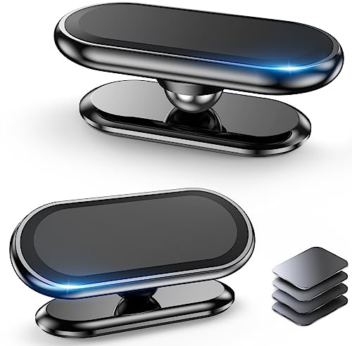 【2-Pack】 Magnetic Phone Holder for car, [ Super Strong Magnet ] [ with 4 Metal Plate ] Cell Phone carmount for iPhone Magnetic [ 360° Rotation ] Universal Dashboard Adhesive Car Magnetic Phone Mount