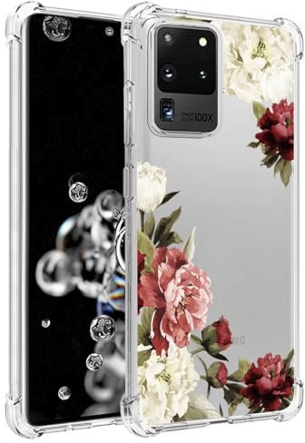 Jhxtech Phone Case for Galaxy S20 Ultra Case, Samsung S20 Ultra SM-G988B girls, Slim Shockproof Clear Floral Pattern Soft Flexible TPU Protective Cover for Samsung Galaxy S20 Ultra 5G Blossom Flower
