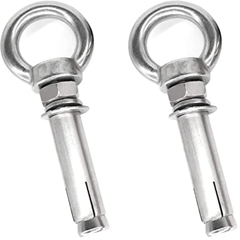 BULINO Pernos de expansión, Perno de expansión M6 - Tornillo de expansión Perno de argolla Pernos de Anclaje Tornillos for concreto Acero Inoxidable, Plata, M6x120-2 Piezas (Color: Plata)