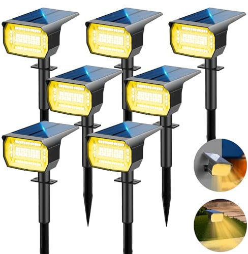 LOTMOS Luces Solares LED Exterior 72 LED/7 Piezas/3000K - Lámpara Solar Impermeable IP67 para Jardín, Patio, Caminos, Terraza, Suelo, Calzada, Piscina, Césped, Carril