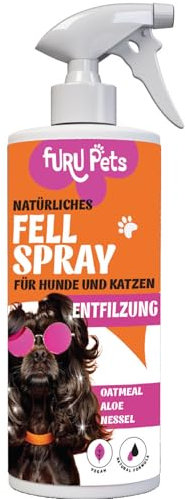 FURU PETS Natürlicher Entfilzungsspray Hunde Fellpflege Spray Welpen, Fell Zubehör, Conditioner für Hunde Parfüm, Fellpflege Hund Spray mit Aloe Vera Hunde Pflege für alle Hunderassen (Conditioner)
