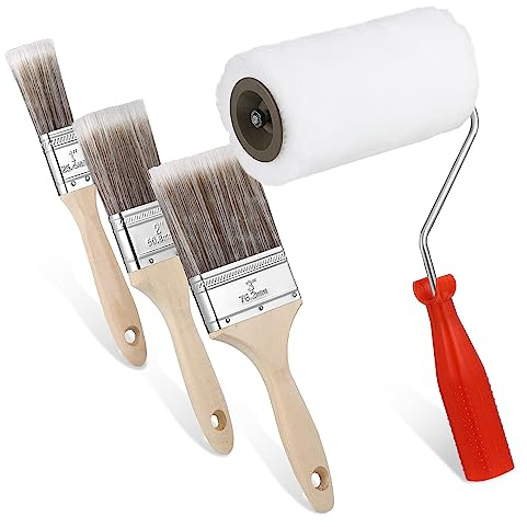 OSALADI Kit de Pinceaux à Peinture en Pinceau Plat pour Peinture Acrylique l'huile 3 Pièces pour Murs et Plafonds