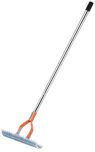 Sirseon Rastrello per ricoprire il prato, rastrello per pulire l'morta, Rastrello puliscida giardinaggio, Rimozione del rastrello per muschio per diserbo, semina, concimazione e cura dei prati