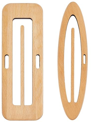 BENECREAT 2 Navette en Bois pour Métier à Tricoter Navette de Tissage Artisanale pour Tricot et Tissage Accessoires de Bricolage Rectangle et Ovale