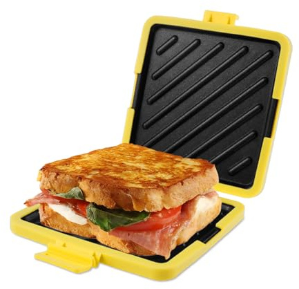 PATNFR Microwave Toastie Sandwich Maker Microwave Wireless Toastie Maker Heatwave Technology Sandwich Toaster Nonstick Plate for Cooking Delicious Crispy Sandwiches(Yellow)