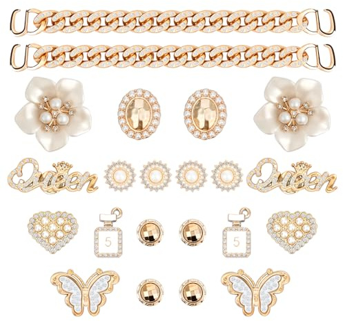 Fantasyon 22 Pièces Accessoires de Chaussure en Strass pour Femme, Breloques de Chaussures Amovibles pour Sabots Ornements Décorations de Chaussures Bricolage