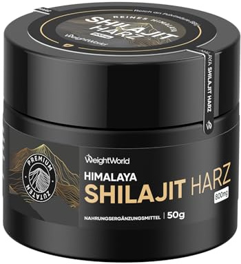 Shilajit-harts 50 g – 800 mg Himalaya-shilajit-harts med ashwagandha, gurkmeja, svart musli-extrakt – rik på fulvinsyra (88%), humussyra (3,4%), spårämnen – alternativ till kapslar och pulver