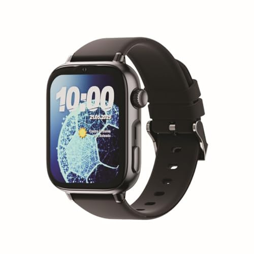 SaveFamily SaveWatch Plus 2 | Uppkopplad klocka för barn med GPS-lokaliserare, samtal, video, Whatsapp, Spotify, App Store - svart urtavla och svart silikonband
