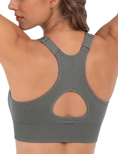 Litherday Sujetador Deportivo Mujer Gran Sujeción sin Aros Tirantes Ajustables Racerback Top Running Yoga Fitness Push Up con Almohadillas Extraíbles S-XL