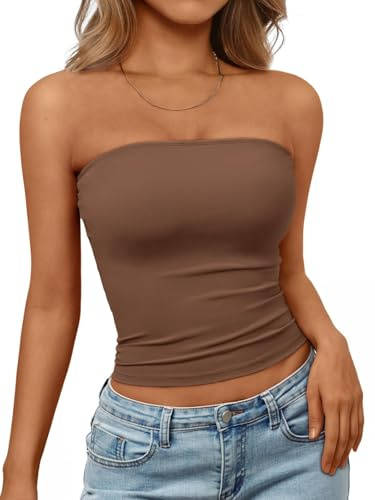 LILLUSORY Strapless Bandeau Tops for Women UK Backless Crop Boob Tube | Sleeveless,Going Out,Summer,Y2k,Cute,Clubbing,Party,Sexy,Capsule Wardrobe Clothing,Ladies Mature Clothes
