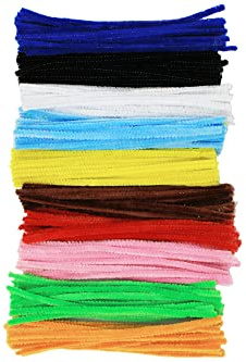 Bright Ideas Pipe Cleaners – Chenille Stems PK250 Assorted 15cm x 5mm for Arts & Craft,10 Assorted Colours Black, White, Yellow, Green, Light and Dark Blue, Pink, Orange, Brown, Red. BI7974.