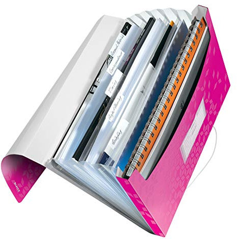 Leitz 45890023 Fächermappe WOW, A4, 6 Fächer, PP, pink metallic