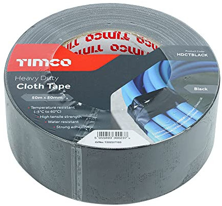 TIMco HDCTBLACK Heavy Duty Cloth Tape 50mm x 50m - Black