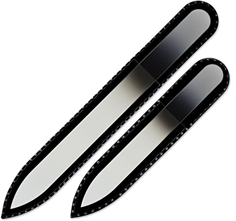 Mont Bleu Conjunto de 2 limas de uñas de cristal de color en estuche de negro - vidrio templado checo auténtico - Fabricado a mano en la República Checa