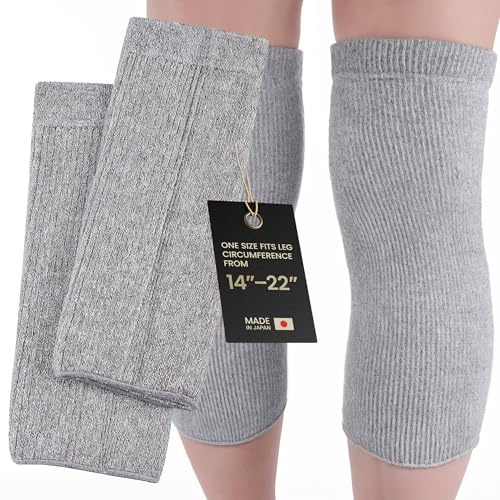 SENIOR ICARE Elastic Cotton Knee Warmers, Knee Sleeves for Men and Women - Circulation Support and Joint Pain Relief, Arthritis Aid, One Pair, Made in Japan