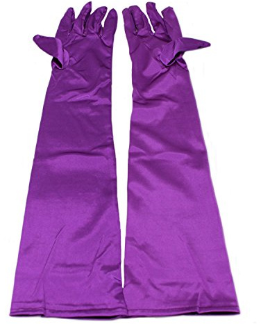 MEISHINE® Elegante Largos Guantes de Boda para Mujer Guantes de Satén Elástico Guantes de Novia Boda Fiestas de Disfraces (Púrpura)