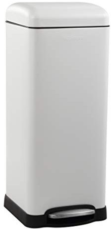 happimess HPM1007A Betty Retro 8-Gallon Step-Open Trash Can with Soft-Close Lid, Fingerprint Resistant, Modern, Minimalistic for Home, Kitchen, Laundry Room, Office, Bedroom, Bathroom, White