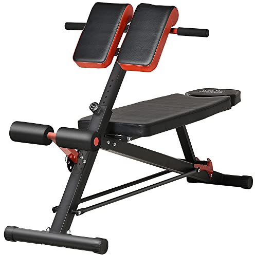 HOMCOM Hantelbank Fitnessbank Schrägbank Multifunktion Bauchtrainer Verstellbar Stahl Schwarz 64 x 146 x 73,5-85 cm