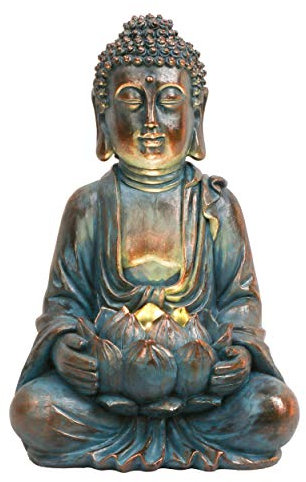 TERESA'S COLLECTIONS Meditating Buddha Statue for Garden Decor with Outdoor Solar Lights, Large Resin Outdoor Decor Garden Statue Sculpture for Home Lawn Yard Decor Gifts for Mom, 10.4''