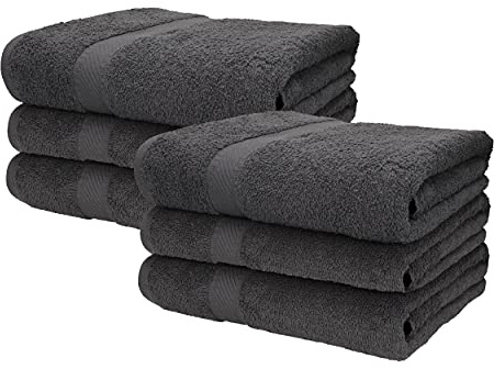 Betz 6 Stück Saunatücher Saunatuch Saunahandtuch Set Palermo 100% Baumwolle Größe 80 x 200 cm Farbe Anthrazit