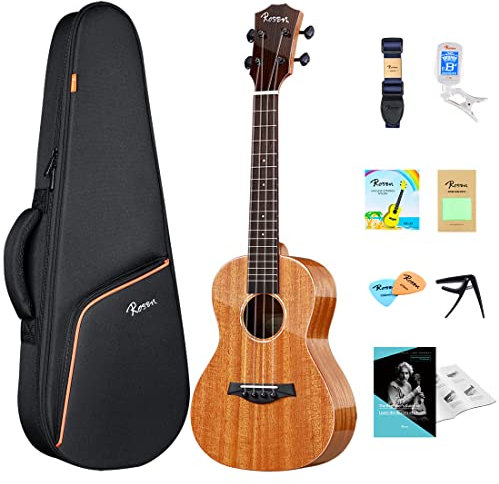 Rosen Tenor Ukulele Massiv Mahagoni 26 Zoll Professional Ukelele Starter Bundle Kit mit Lehrbuch Gig Bag Tuner Capo Picks Saiten