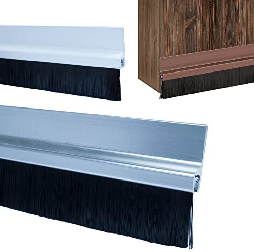 PRIOstahl Türdichtung Türbürste Abdeckleisten Bürstendichtung Dichtung - 1 x Türdichtung aus Aluminium 1 Meter Leiste Selbstklebend Bürste Zimmertürdichtung Durchzugstopper Zugluftstopper für Türen…