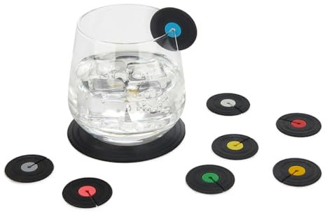 Balvi Segna Bicchieri Greatest Hits Colore Nero sotto Forma di Disco in Vinile Silicone