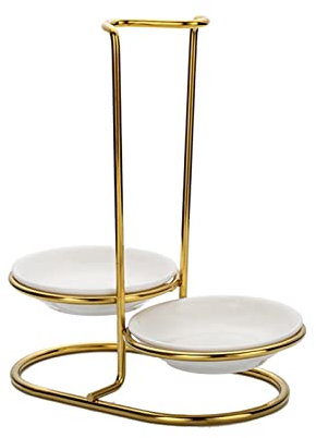 JISADER Porte-louches à Soupe Repose-cuillère Debout Porte-louche Vertical en Acier Inoxydable Repose-cuillère pour comptoir de Cuisine Buffet Ustensile de, Double Rond Blanc