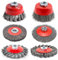 6 pièces Brosse Métallique pour Meuleuse D'angle, Jeu de Brosses Métalliques pour Perceuse Metal, Brosse Métallique Perceuse de 75 mm et 100 mm de Diamètre en Acier avec Filetage M14 (6)