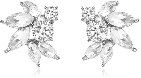 Clear Rhinestone Cluster Stud Earrings Elegant Small Marquise Crystal Wedding Earrings for Brides Bridemaids Party Prom Costume Earrings for Women