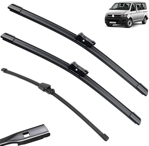 Balais d'essuie-glace Pour VW T5 Transporter Caravelle Multivan California Kombi Shuttle, vitres avant et arrière, brosses de pare-brise (Color : Front Rear 2014-2015, Size : LHD)