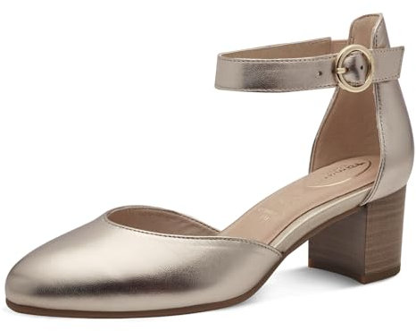Tamaris Comfort Damen Pumps mit Riemen aus Leder Elegant, Gold (Lt Gold), 40 EU