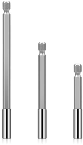 Juego de 3 extensiones para taladro con vástago hexagonal magnético, barra de extensión, broca magnética, destornillador, juego de soporte de punta, 75/100/150 mm