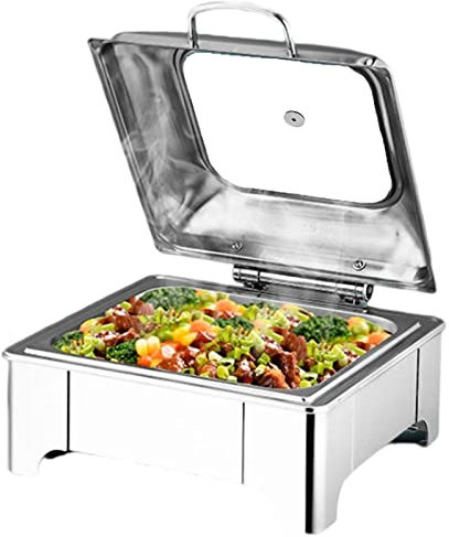 Genérico Servidor de Buffet de Calentador de Alimentos de 6L con Tapas de Vidrio en casa, Calentadores de Alimentos Calentadores de Buffet de Acero Inoxidable buffets, Banquetes