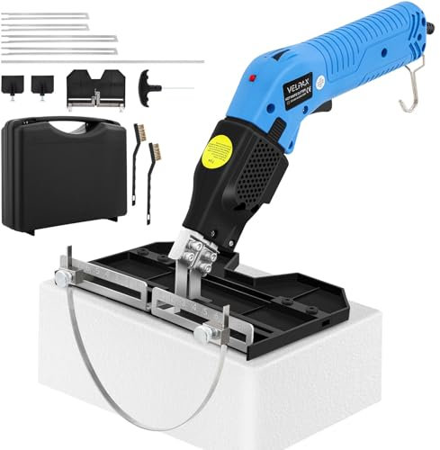 Couteau Électrique à Chaud pour Découpe de Mousse, avec Base Ranurée Ajustable, Température Réglable 0-600℃, Trancheuse Electrique avec Refroidissement à l'Air pour Polystyrène, EPS, XPS
