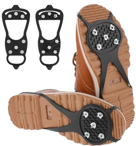 1 paire de crampons antidérapants avec 8 crampons en acier pour glace, sport, marche, course à pied, chasse, pêche (taille M)