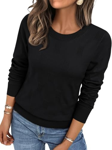LILLUSORY Womens Sweaters Fall Fashion 2026 Lightweight Long Sleeve Knit Pullover Casual Trendy Tops Winter Clothes Black XL