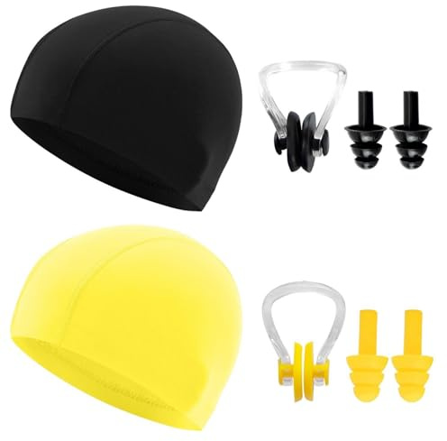 2 vuxna simmössor och 2 näsöronproppar set, universell mjuk elastisk simkeps, bärbara mjuka silikonöronproppar, mini vattentät näsklämma