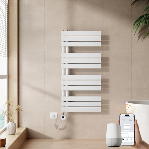EMKE Toallero electrico baño con WiFi Termostato, 1041x500mm,600W,Blanco