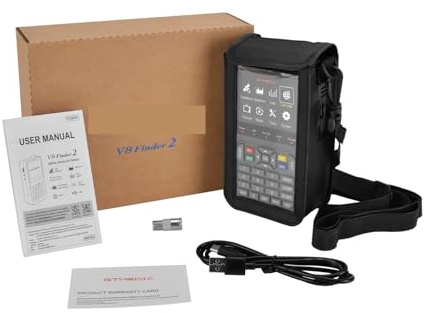 Receptor V8 2 DVB-S2X/S2/S MPEG-2/MPEG-4 con Pantalla LCD HD de 3,5 Pulgadas y buscador TV por satélite H.264 (8 bits), 7,4 V/4000 mAh(No Bag No Charger)