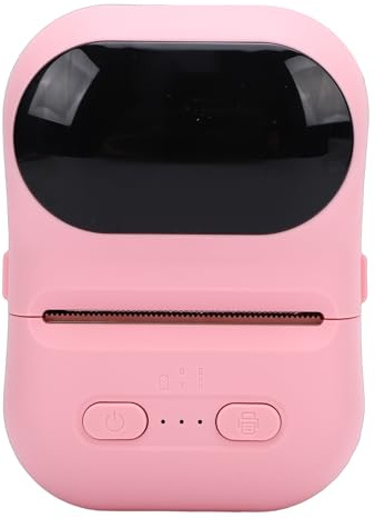 Plyisty Impresora de Bolsillo Portátil, Impresora Térmica de Etiquetas de Código de Barras con Bluetooth para iOS, Soporte para la Aplicación Eleph Label, para Ayuda Al Estudio de (Rosácea)