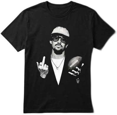 Camiseta Bad Bunny Negra con Estampado de Figura Masculina, Balón de Fútbol Americano y Firma, Estilo Urbano DMTF, Debi Tirar Mas Fotos, Merch (FR/ES, Letras, M, Regular, Regular)