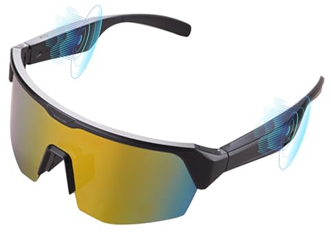 HUAJUN Gafas de Ciclismo Inteligentes con Bluetooth, Audio Estéreo Inalámbrico, Cancelación de Ruido, Protección UV, Navegación por Voz, Adecuadas para Alpinismo, Esquí y Carrera
