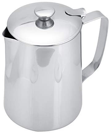 MAGT Milchkännchen mit Deckel, Edelstahl Milchkanne 1000ml Milchschaumkännchen Kaffeetasse Milchbehälter Barista Zubehör für Lattekaffee Art(1000ML)