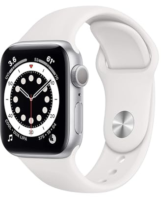 Apple Watch Series 6 (GPS, 40mm) - Silver Aluminum Case with White Sport Band (Renewed)