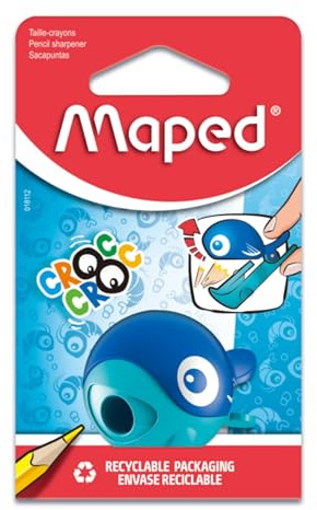Maped 18112 - Temperamatite Croc Easy per matite sottili, con temperino, coccinella o balena